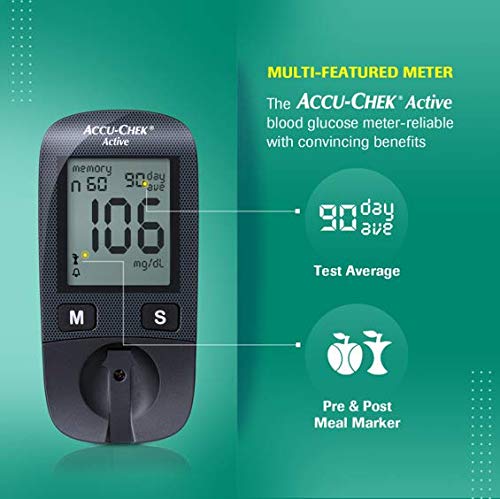 AccuChek Active Glucometer - Free 10 strips, lancing Device, 10 Lancets