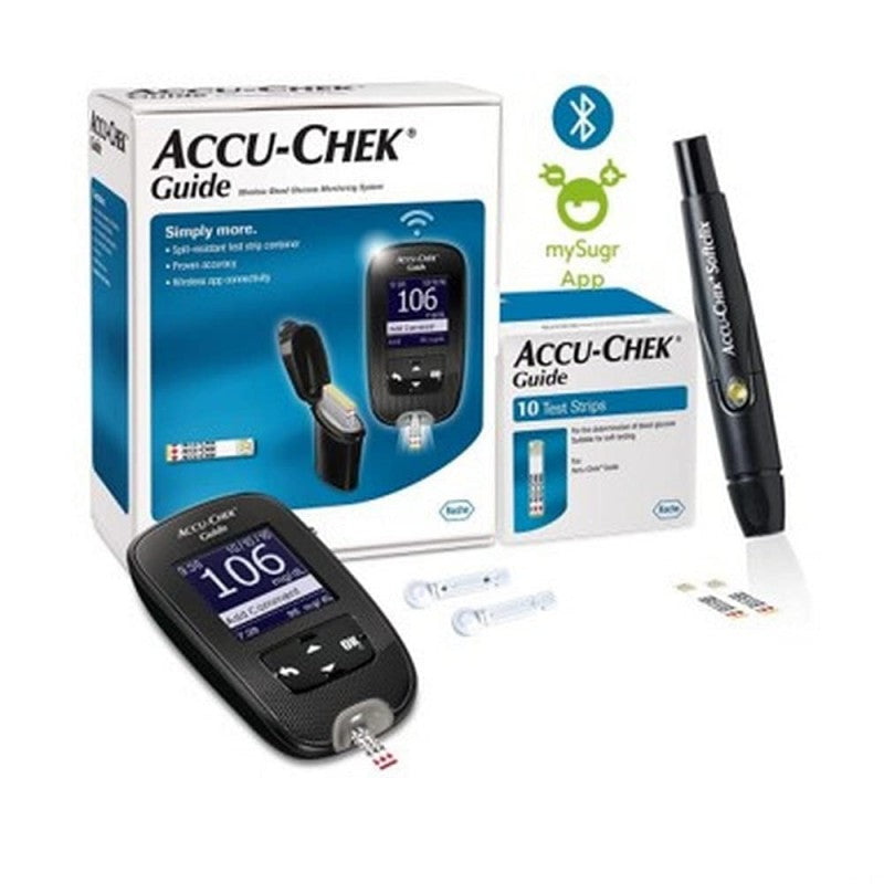 AccuChek Guide Glucometer With Bluetooth,Free 10 Strips + 10Lancets + Lancing Device