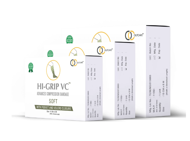 HI-GRIP VC ADVANCED COMPRESSION BANDAGE WITH POCKET AND VELCRO CLOSURE