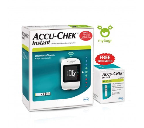 AccuChek Instant Glucometer in White ( 10 strips)